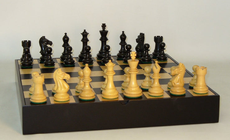 Little Shop of Magic Chess Set - Black/Natural Pro Chessmen on Black/Maple Chest — Board Game