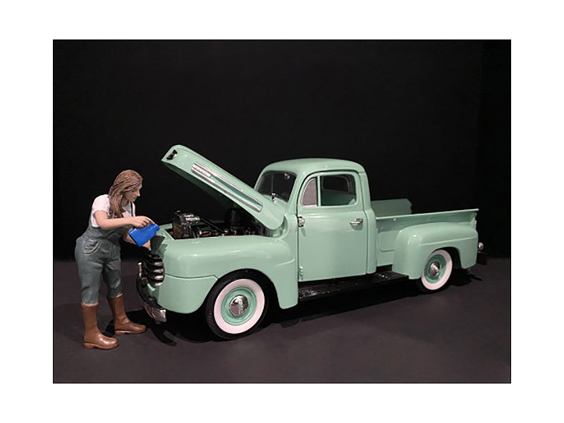 Car Girl in Tee Kylie Figurine for 1/18 Scale Models by American Diorama — Scale Model Accessories