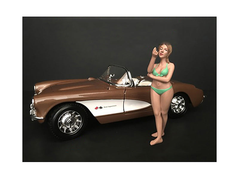 August Bikini Calendar Girl Figurine for 1/18 Scale Models by American Diorama — Scale Model Accessories
