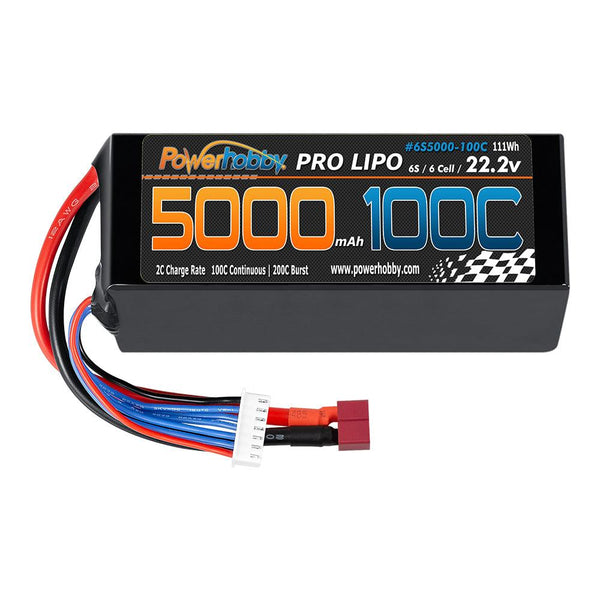 Powerhobby 6s 22.2v 5000mah 100c Lipo Battery w Deans Plug Soft Case