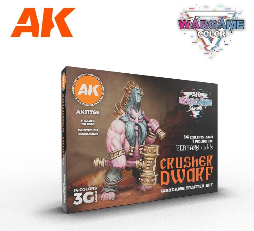 Black Forest® Hobby Supply Co AK Interactive 11769 Wargame: Crusher Dwarf 3G Acrylic Paint Starter Set (14 Col — Paints,