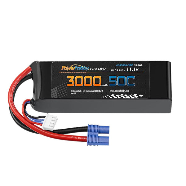 Powerhobby 3S 11.1V 3000mAh 50C Lipo Battery w EC3 Connector / Plug