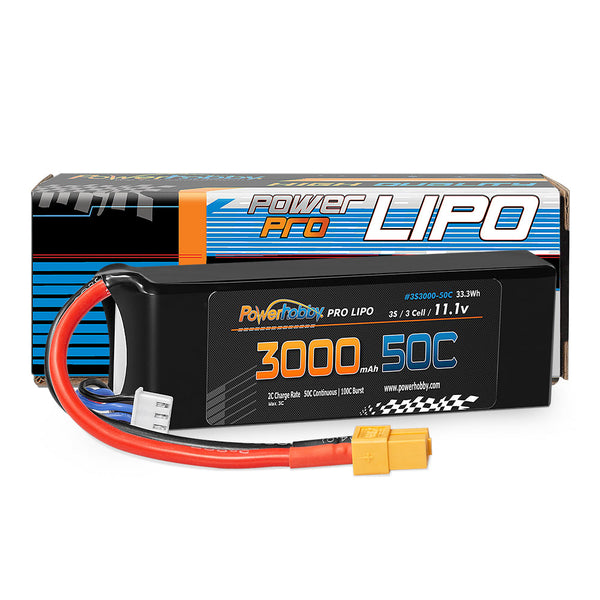 Powerhobby 3S 11.1V 3000mAh 50C Lipo Battery w XT60 Connector / Plug