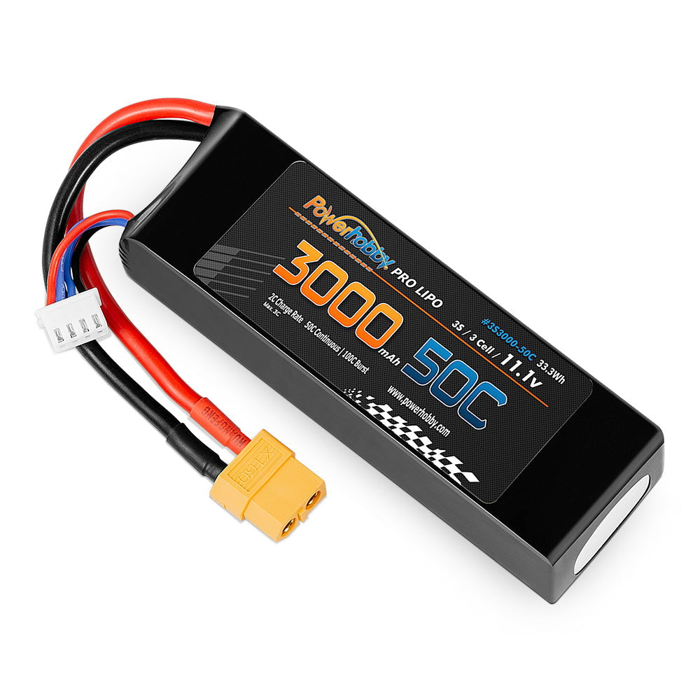 Powerhobby 3S 11.1V 3000mAh 50C Lipo Battery w XT60 Connector / Plug