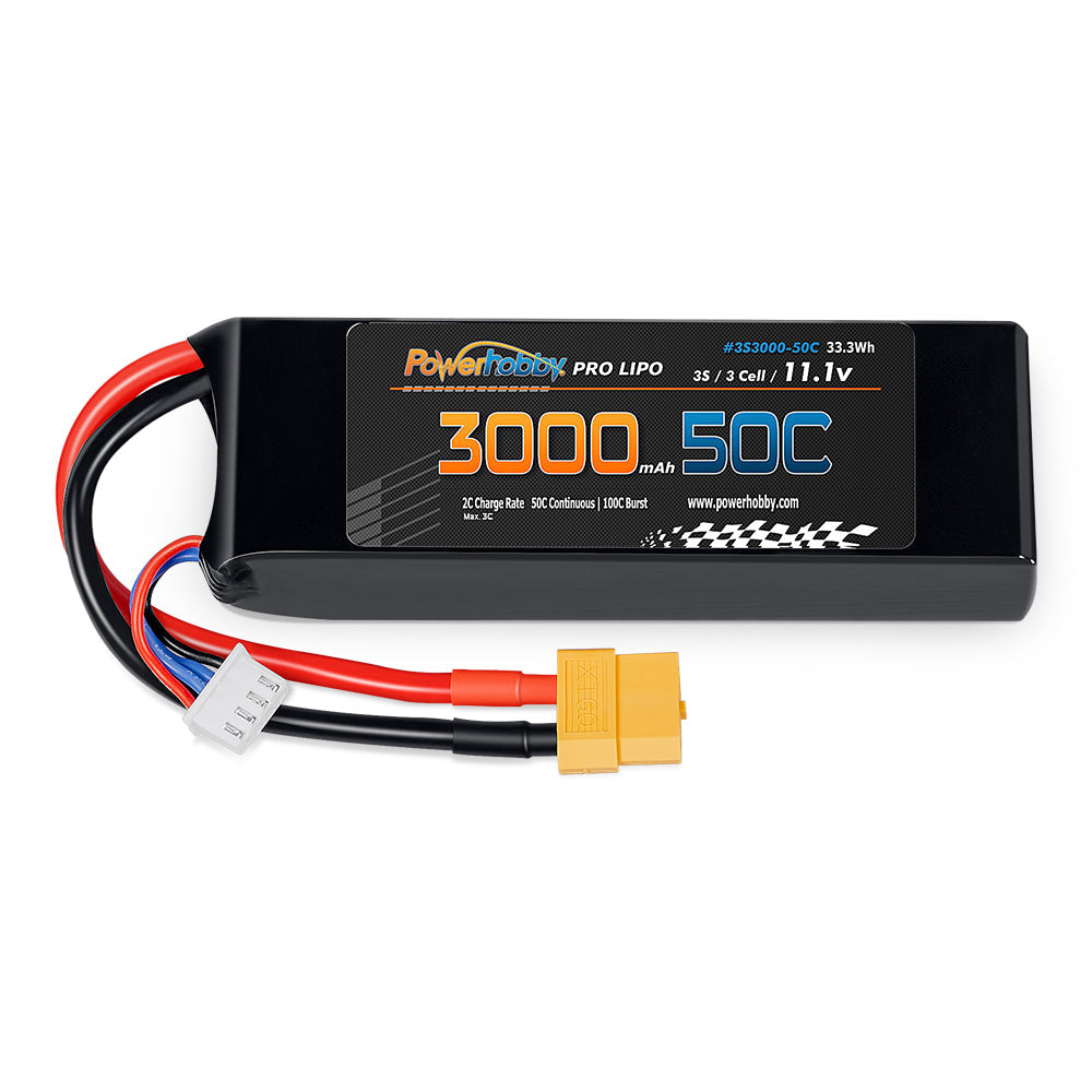 Powerhobby 3S 11.1V 3000mAh 50C Lipo Battery w XT60 Connector / Plug