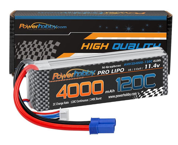 Powerhobby 3s 11.4V 4000mah 120c Graphne + HV Lipo Battery w EC5 Plug
