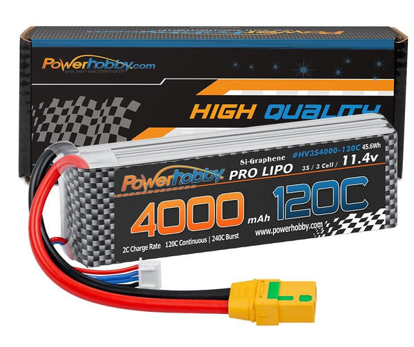 Powerhobby 3s 11.4V 4000mah 120c Graphne + HV Lipo Battery w XT90 Plug