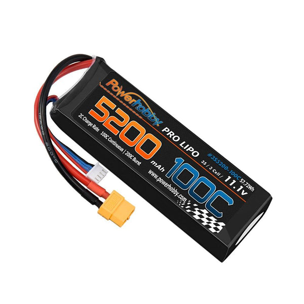 Powerhobby 3s 11.V 5200mah 100C - 200C Lipo Battery w XT60 + Adapter