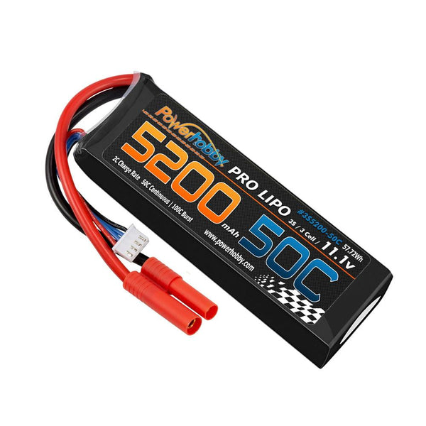Powerhobby 3s 11.1V 5200mah 50c Lipo Battery W REDCAT 4.0mm Plug
