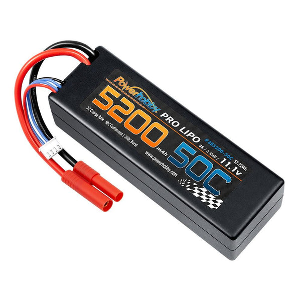 Powerhobby 3s 11.1V 5200mah 50c Lipo Battery W REDCAT 4.0mm Plug Hard Case