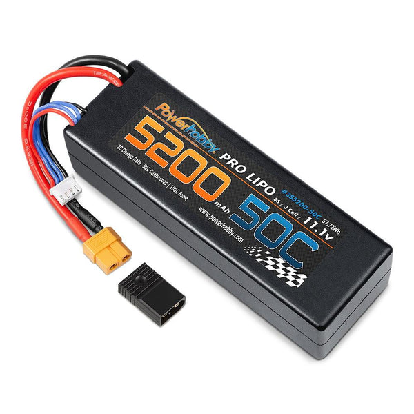 Powerhobby 3s 11.1V 5200mah 50c Lipo Battery Hardcase XT60 Plug w Adapter