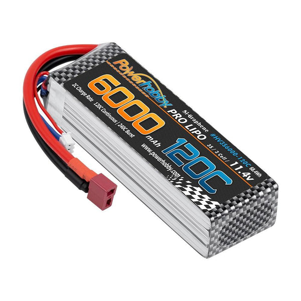 Powerhobby 3s 11.4V 6000mah 120c Graphne + HV Lipo Battery w Deans Plug