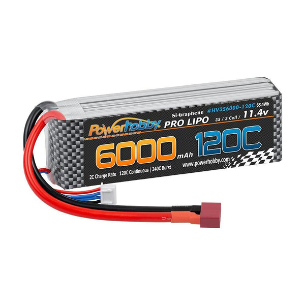 Powerhobby 3s 11.4V 6000mah 120c Graphne + HV Lipo Battery w Deans Plug