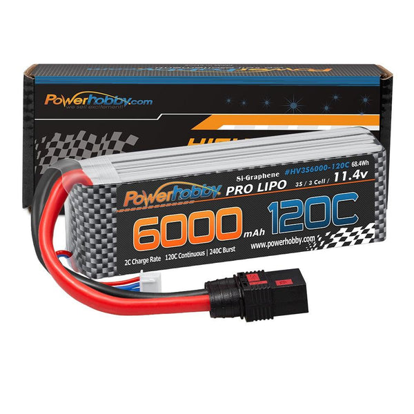 Powerhobby 3s 11.4V 6000mah 120c Graphne + HV Lipo Battery w QS8 Plug 8AWG Wire