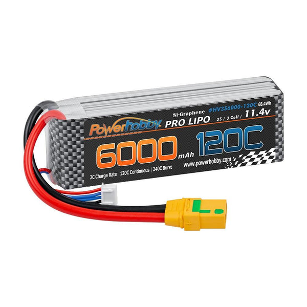 Powerhobby 3s 11.4V 6000mah 120c Graphne + HV Lipo Battery w XT90 Plug
