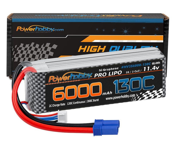 Powerhobby 3S 11.4V 6000mah 130C Graphne + HV Lipo Battery w EC5 Plug