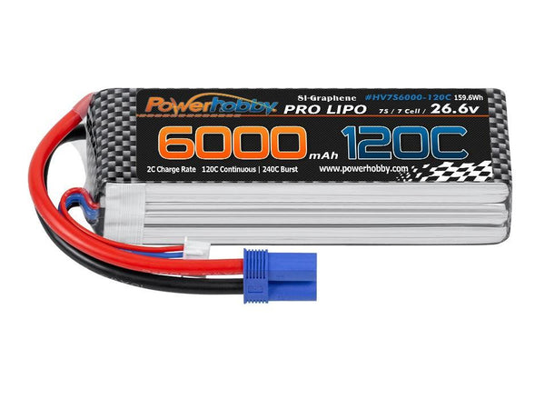 Powerhobby 3S 11.4V 6000mah 130C Graphne + HV Lipo Battery w EC5 Plug