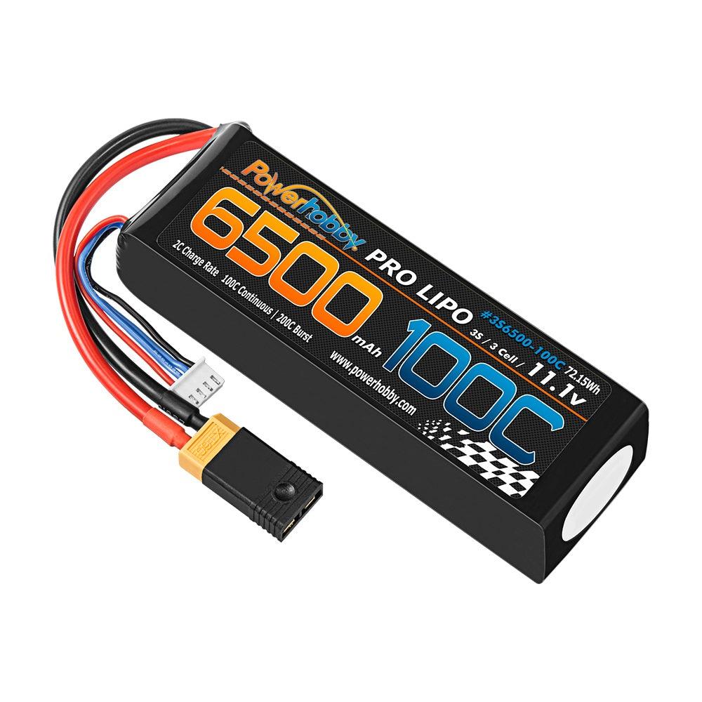 Powerhobby 3S 11.1V 6500mAh 100C Lipo Battery Pack w XT60 + Adapter