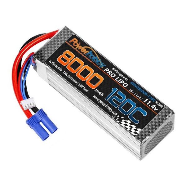 POWERHOBBY 3S 11.4V 8000MAH 120C GRAPHENE + HV LIPO BATTERY W EC5 PLUG