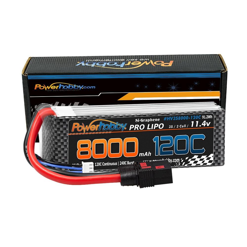 POWERHOBBY 3S 11.4V 8000MAH 120C GRAPHENE + HV LIPO BATTERY W QS8 PLUG 8AWG Wire