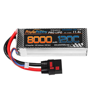 POWERHOBBY 3S 11.4V 8000MAH 120C GRAPHENE + HV LIPO BATTERY W QS8 PLUG 8AWG Wire