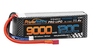 Powerhobby 3S 11.4V 9000mah 120C GRAPHENE + HV Lipo Battery w Deans Plug