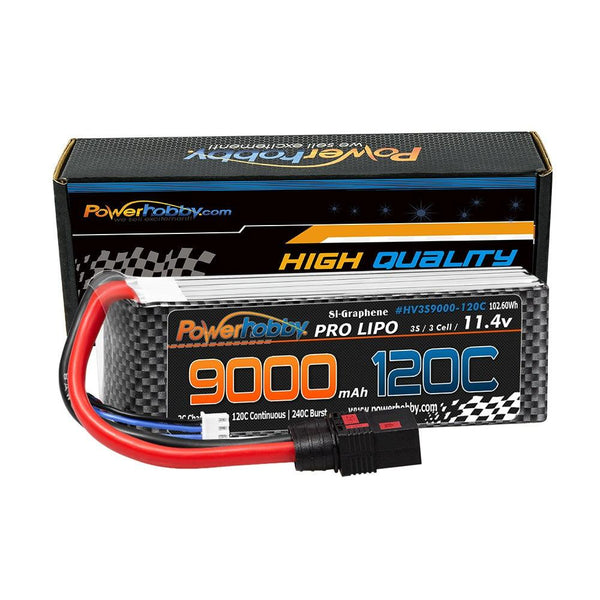 Powerhobby 3S 11.4V 9000mah 120C GRAPHENE + HV Lipo Battery w QS8 Plug 8AWG Wire