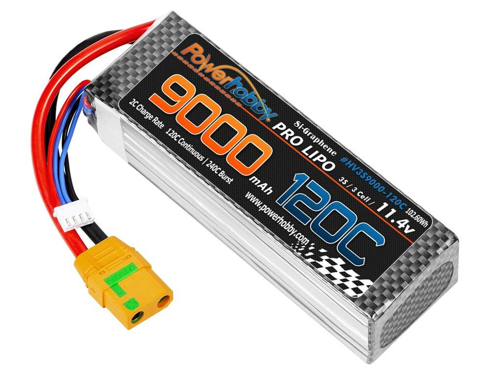 Powerhobby 3S 11.4V 9000mah 120C GRAPHENE + HV Lipo Battery w XT90 Plug
