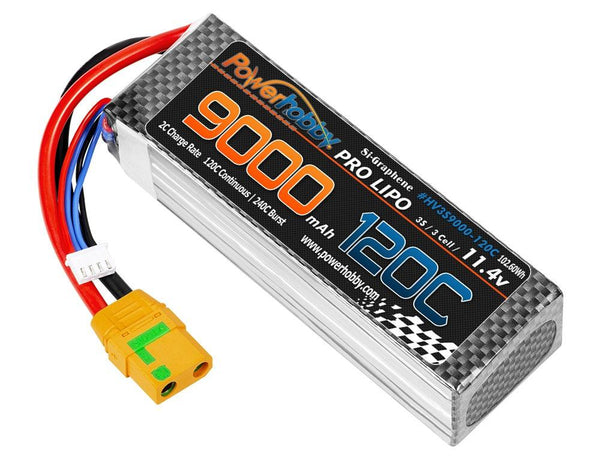 Powerhobby 3S 11.4V 9000mah 120C GRAPHENE + HV Lipo Battery w XT90 Plug