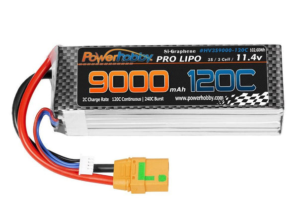 Powerhobby 3S 11.4V 9000mah 120C GRAPHENE + HV Lipo Battery w XT90 Plug