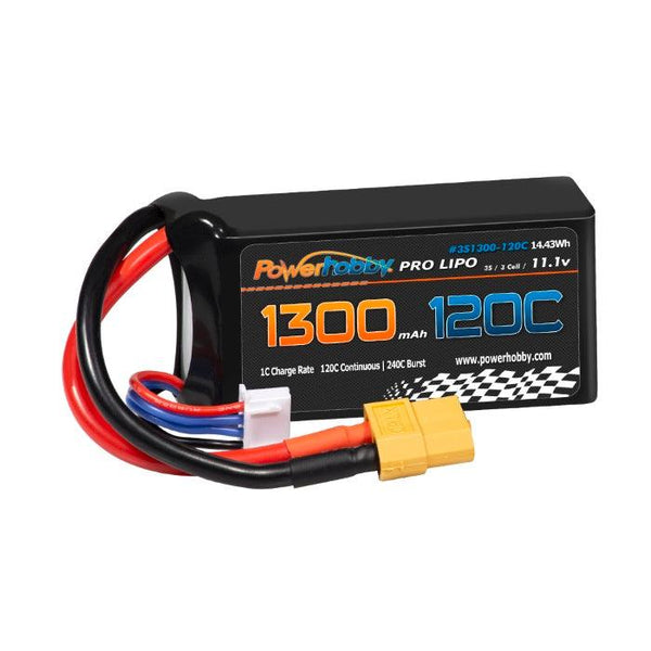 Powerhobby 3S 11.1V 1300mah 120C Lipo Battery w XT60 Plug