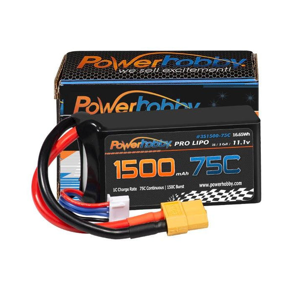 Powerhobby 3S 11.1V 1500mah 75C Lipo Battery w XT60 Plug