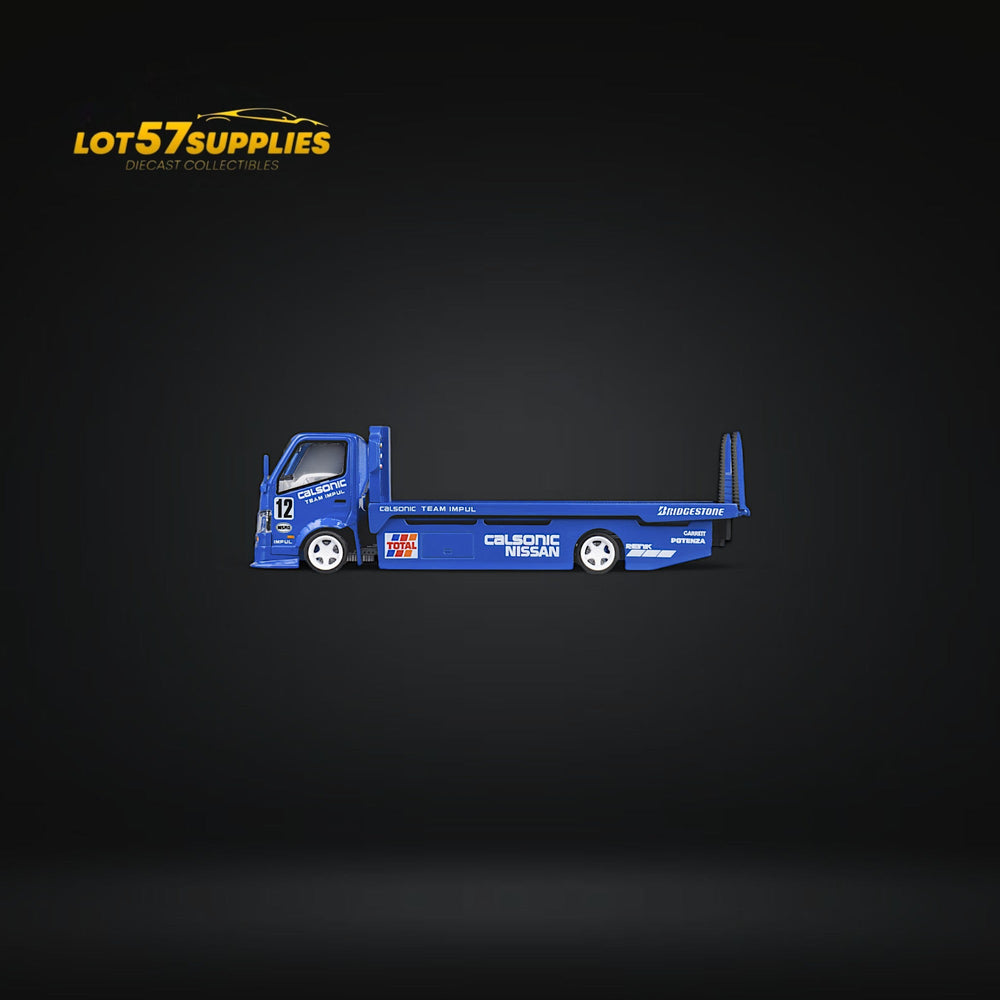 MicroTurbo HINO 300 Custom Truck Flatbed  Blue Calsonic Livery 1:64