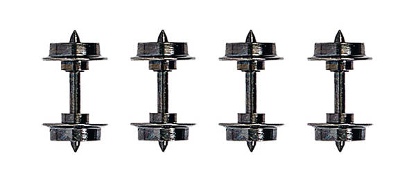 Black Forest® Hobby Supply Co Busch 12299 HOn2 Scale Metal Wheelsets - Feldbahn -- pkg(4) — HOn2 Scale Passenger Cars > Busch