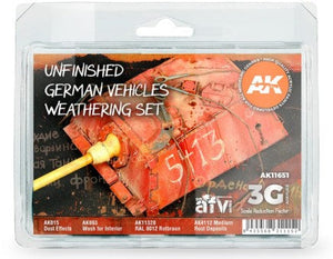 Black Forest® Hobby Supply Co AK Interactive 11651 AFV Series: Unfinished German Vehicles Weathering Set 3G — Glues, Paints,