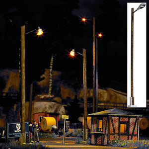Black Forest® Hobby Supply Co Busch 8737 TT Scale Teardrop Station/Platform Lamp on Wood Post With Yellow LED — TT Scale