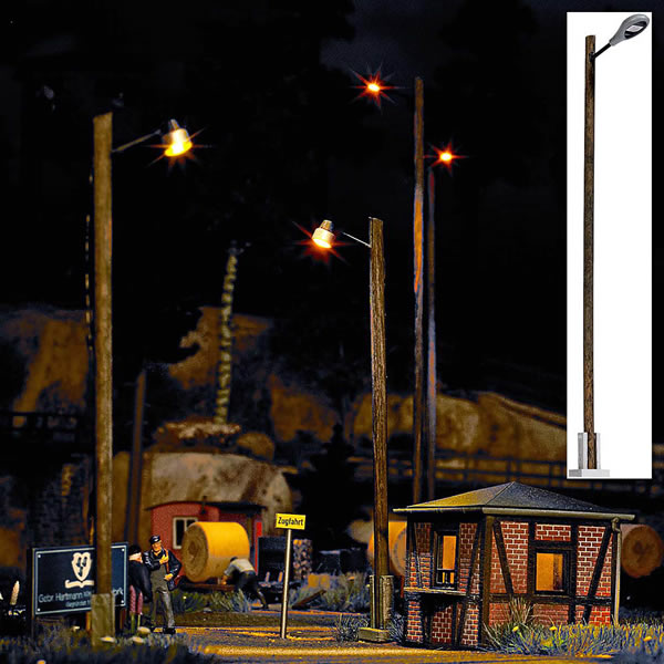 Black Forest® Hobby Supply Co Busch 8737 TT Scale Teardrop Station/Platform Lamp on Wood Post With Yellow LED — TT Scale