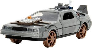 Back to the Future Part III die-cast 1:32 scale "Hollywood Rides" DeLorean Time Machine (railroad) - Echo Six Hobbies