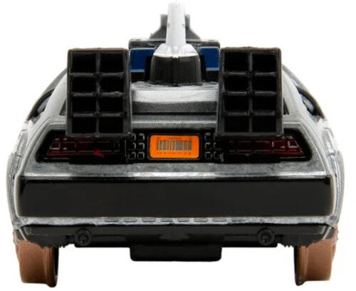 Back to the Future Part III die-cast 1:32 scale "Hollywood Rides" DeLorean Time Machine (railroad) - Echo Six Hobbies