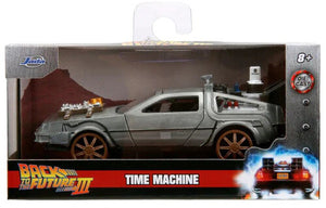 Back to the Future Part III die-cast 1:32 scale "Hollywood Rides" DeLorean Time Machine (railroad) - Echo Six Hobbies