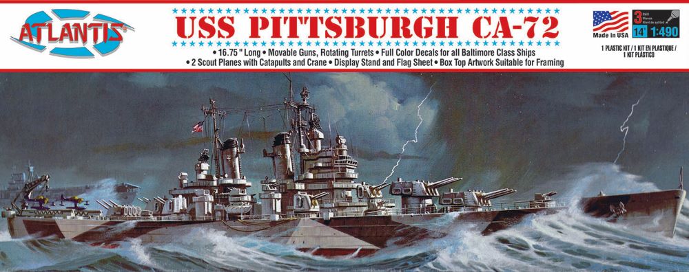 Black Forest® Hobby Supply Co Atlantis Models 457 1/490 USS Pittsburgh CA72 Heavy Cruiser (formerly Revell) — Sci-Fi & Pop