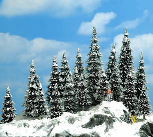 Black Forest® Hobby Supply Co Busch 6566 N Scale Trees (pkg 20) -- Snow Covered Pines 1-3/32 to 2-11/64" — N Scale Scenery >