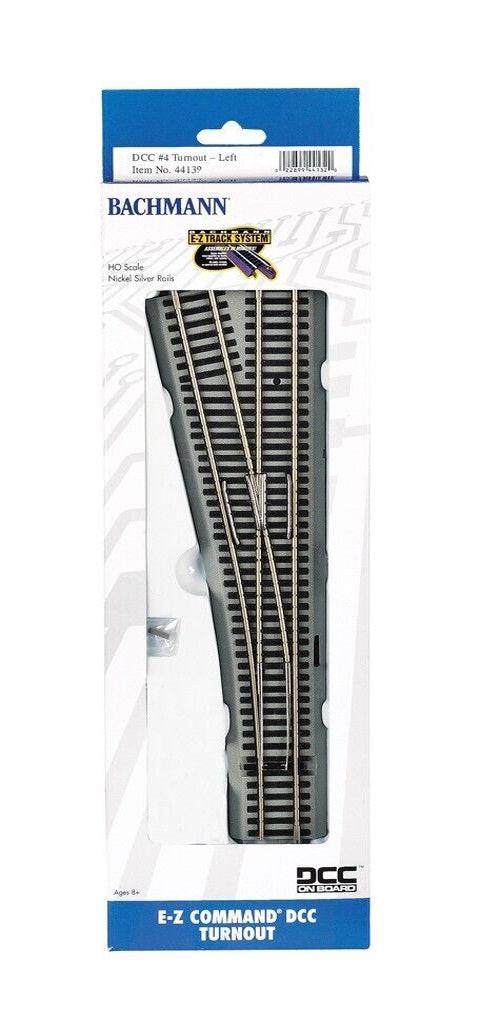 PowerHobby Bachmann BAC44139 HO E-Z Track +Nickel Silver Turnout #4 Left Hand DCC+