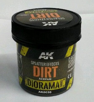 Black Forest® Hobby Supply Co AK Interactive 8035 Diorama Series: Splatter Effects Dirt Acrylic 100ml Bottle — Glues,