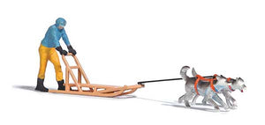 Black Forest® Hobby Supply Co Busch 7817 HO Scale Dogsled Team #2 -- Sled, Musher, 2 Huskies — HO Scale Scenery > Busch