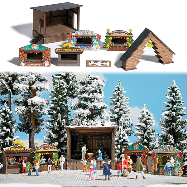 Black Forest® Hobby Supply Co Busch 1183 HO Scale Romantic Christmas Market -- Kit — HO Scale Scenery > Busch