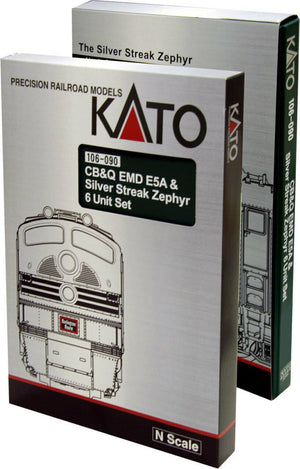 Kato 106-090 N CB&Q EMD E5A & Silver Streak Zephyr 6 Unit Set
