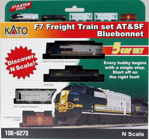 Kato N Scale F7 ATSF F7A Freight Train Hopper Tank Car Caboose Set 106-6273