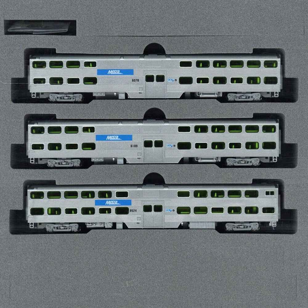 Kato 1068703 N Scale Gallery Bi-Level Passenger Cars Chicago Metra (3)