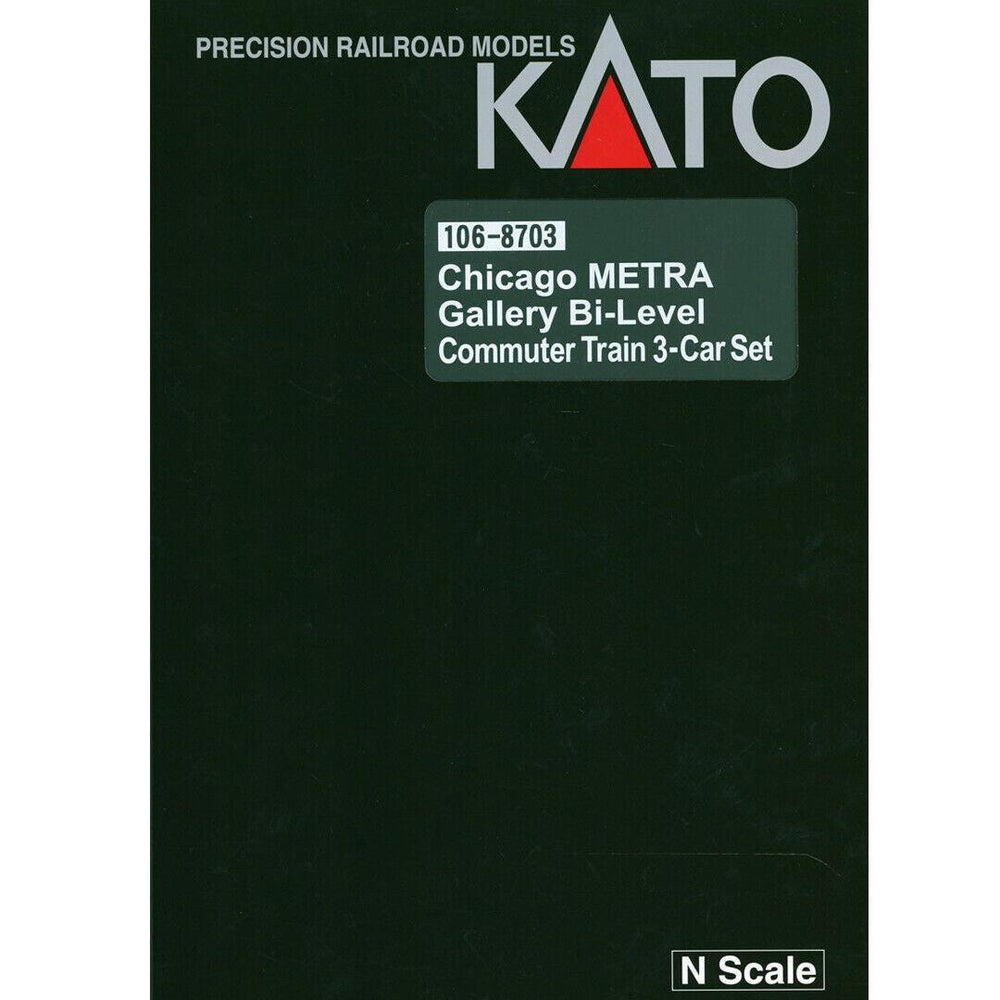 PowerHobby Kato 106-8703 N Scale Gallery Bi-Level Passenger Cars Chicago Metra (3) — N Sets